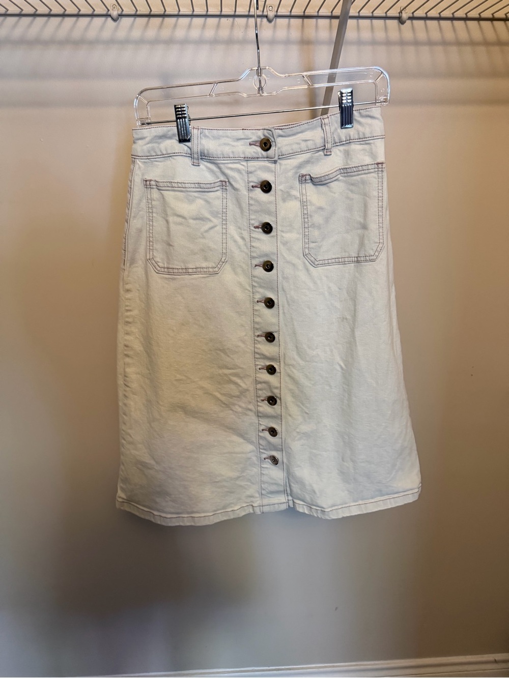 kate spade denim Button-Front Midi Skirt